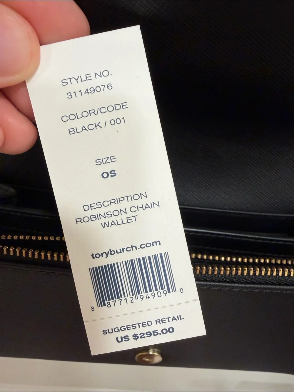 Tory Burch Black Leather Crossbody with Gold Chain